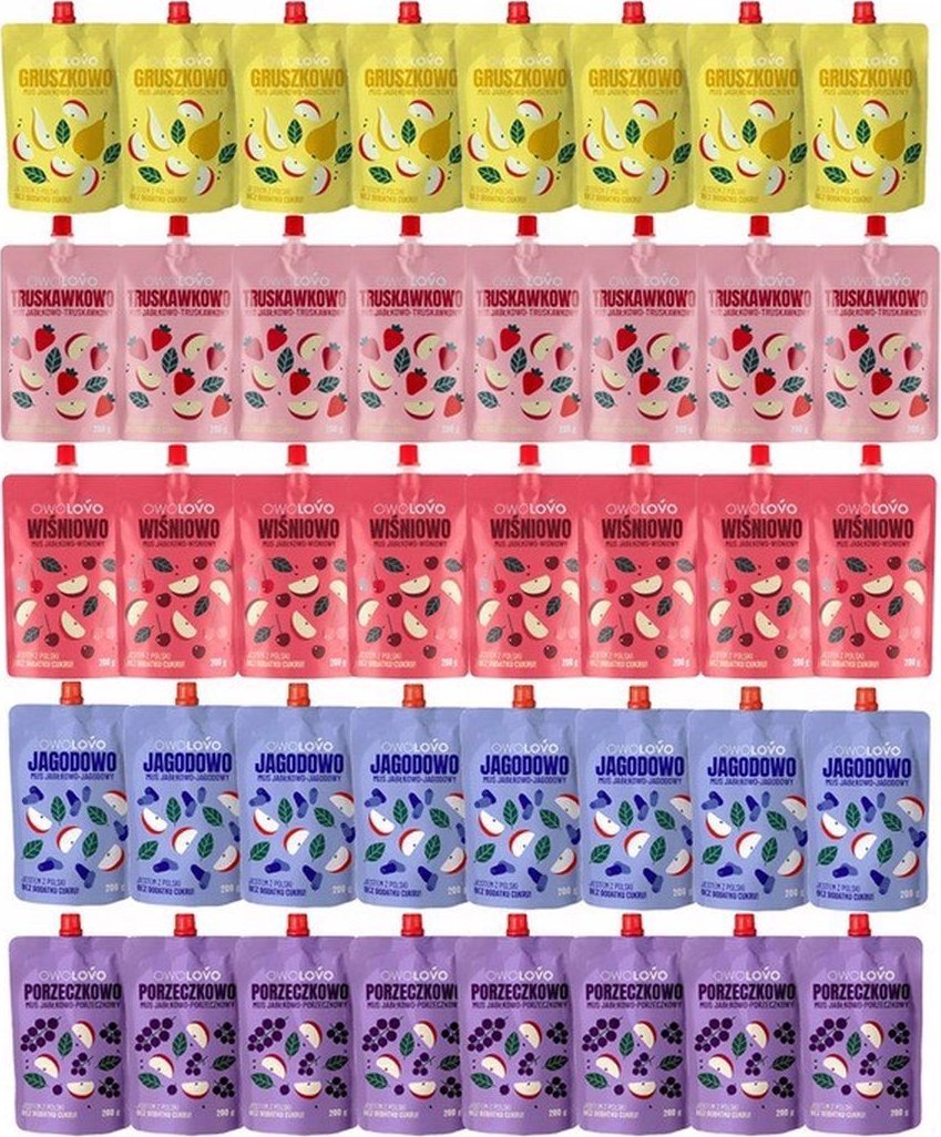 Owolovo Owolovo Mix 5 smaków 200 g x 40 sztuk