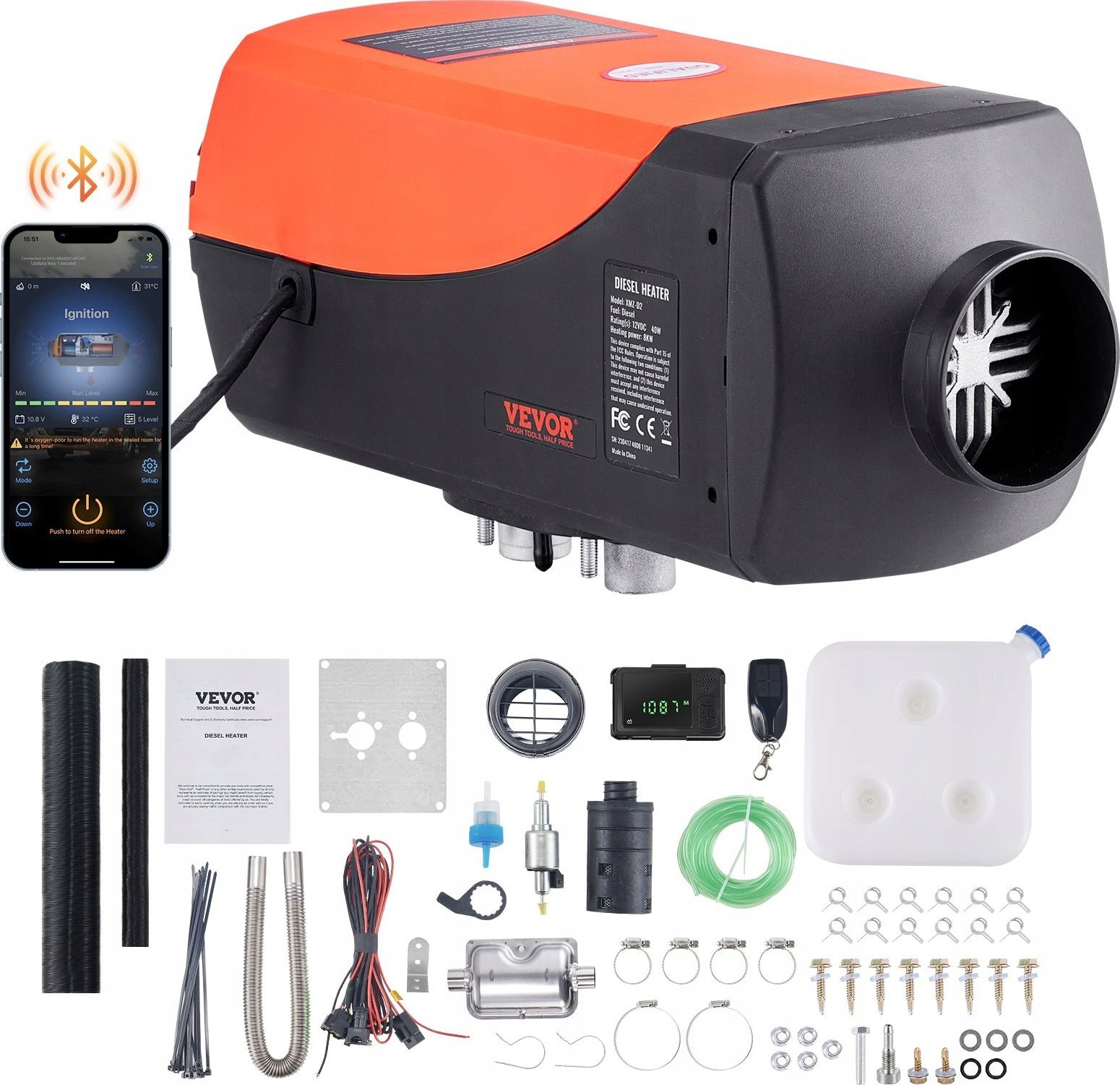 Nagrzewnica Diesel 12 V z Aplikacją Bluetooth