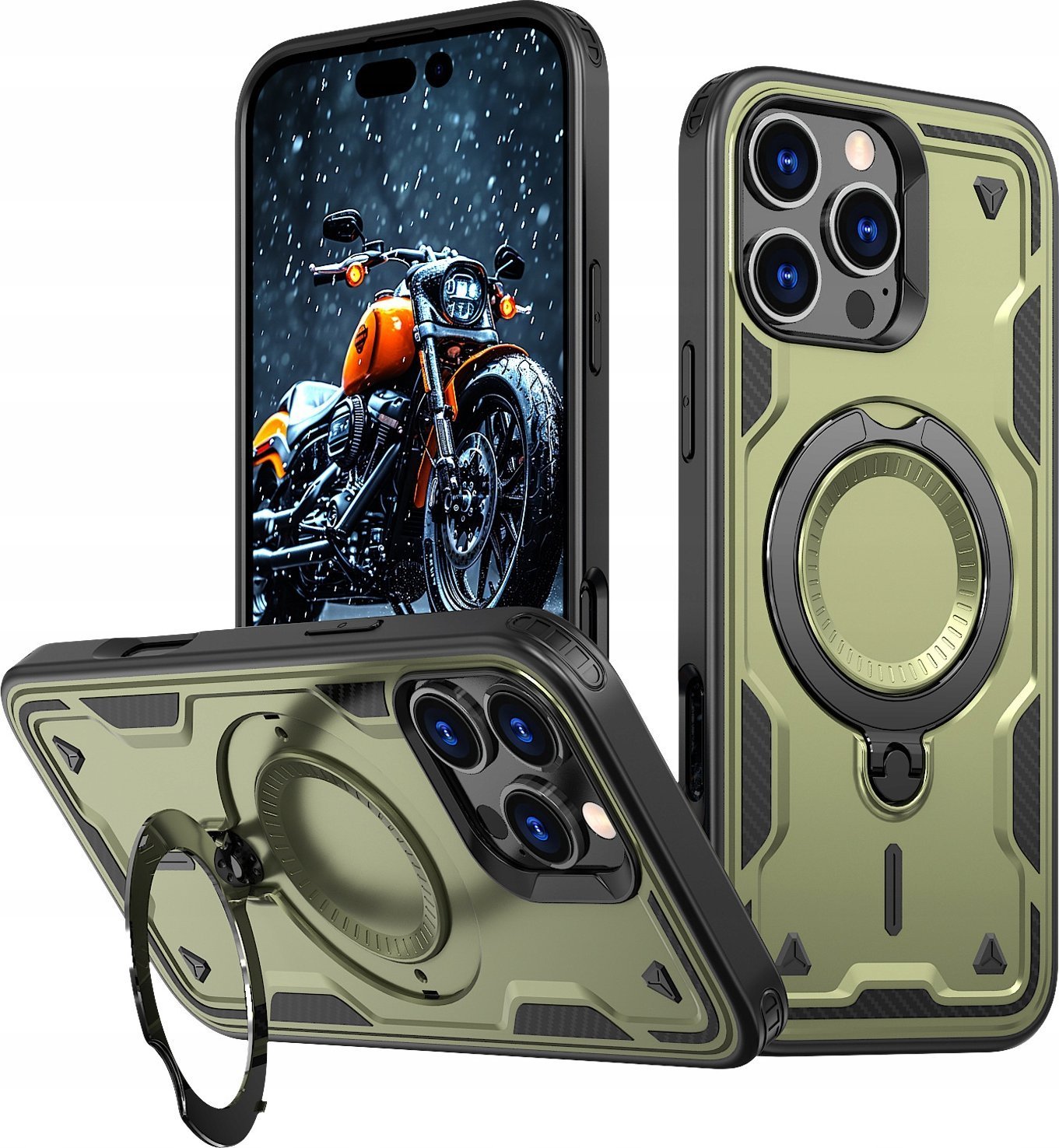 Hurtel Etui Hybrid Armor Trendy z MagSafe na iPhone 16 Pro Max - zielone