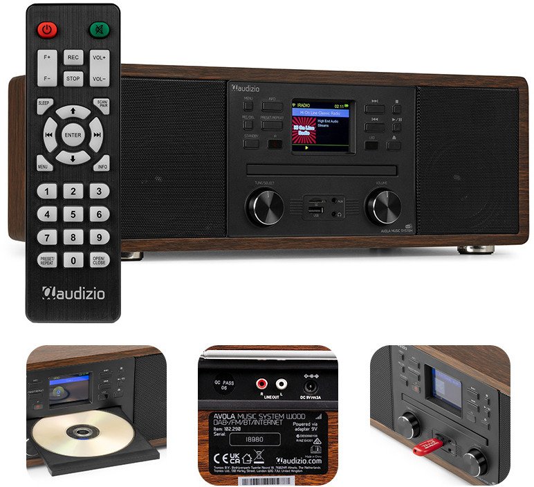 Radioodtwarzacz Avola CD/BT/DAB+/WIFI brązowy Audizio one size