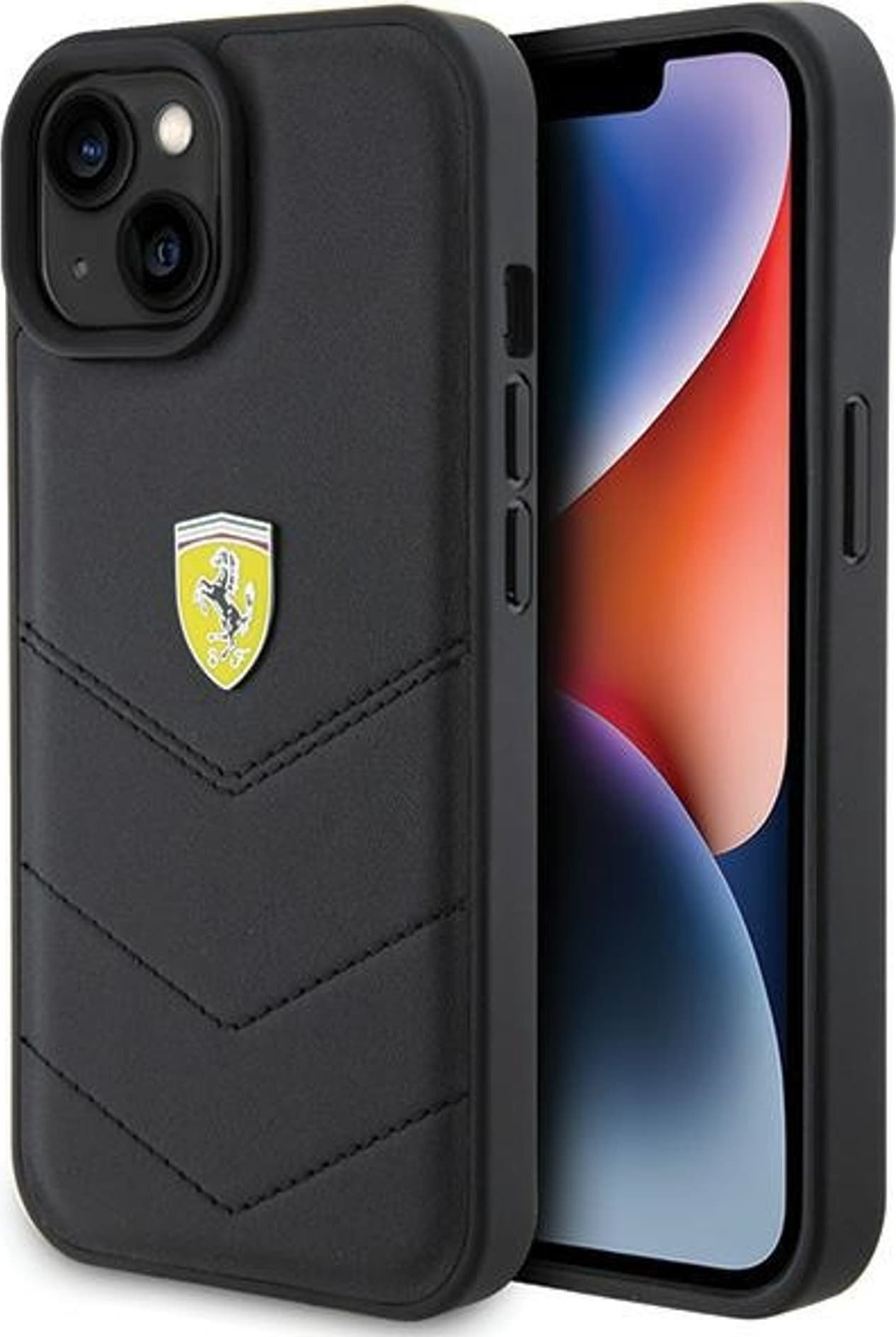 Ferrari FEHCP15SRDUK iPhone 15 / 14 / 13 6.1" czarny/black hardcase Quilted Metal Logo