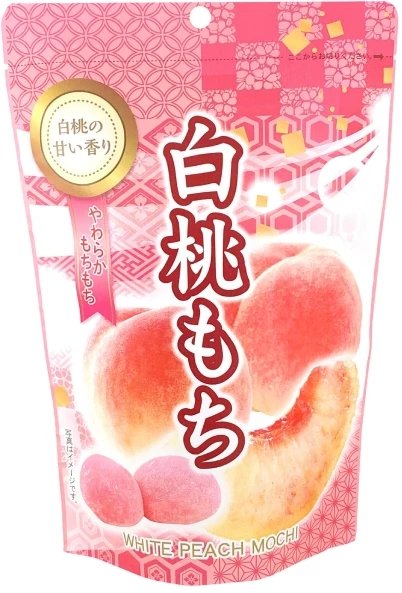 Hakuto Mochi, oryginalne ryżowe ciasteczka japońskie o smaku białej brzoskwini momo 130g - Seiki