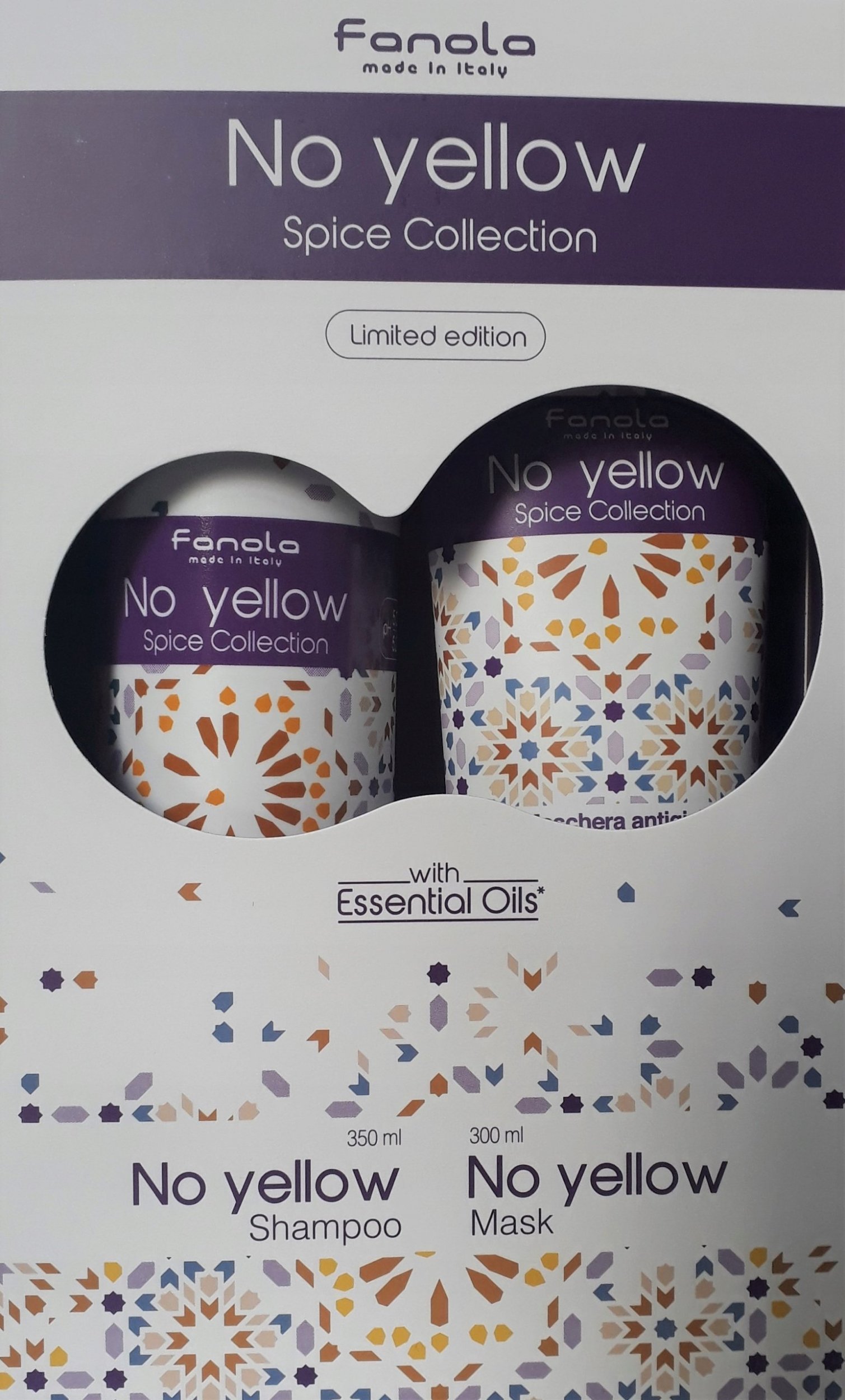 Fanola Set Fanola: No Yellow Spice Collection, Hair Treatment Cream Mask, For Neutralisation Of Yellow Tones, 300 ml + No Yellow Spice Collection, Hai