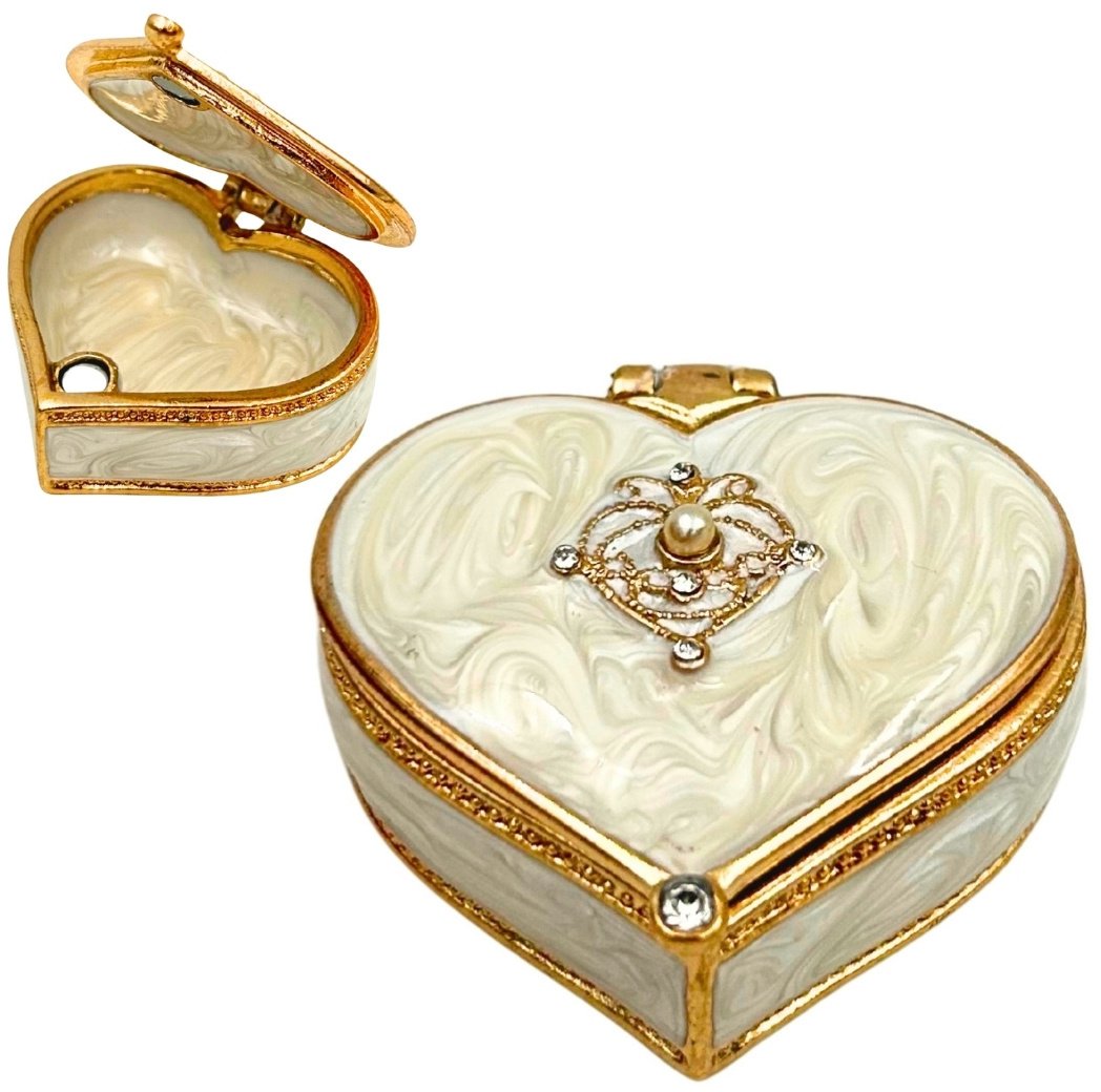 Ekskluzywne Szkatułka Pudełeczko na Biżuterię Serce z Kryształkami - B0767-06WH