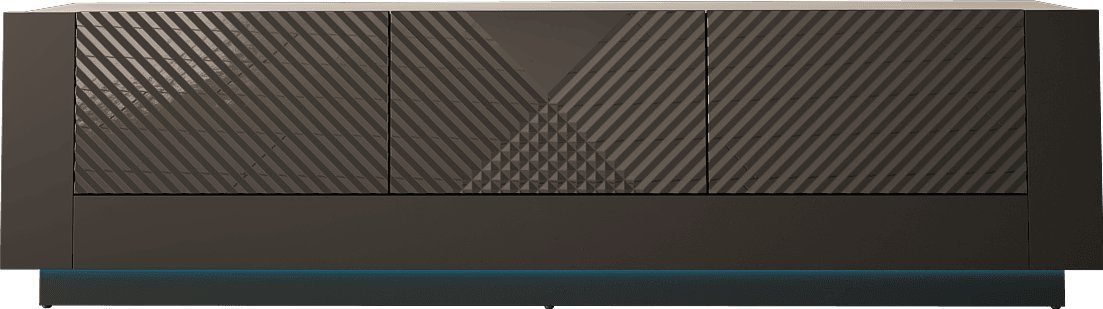 MEGSTYL SZAFKA RTV 180CM PASSION 1 Czarny mat - Czarny połysk