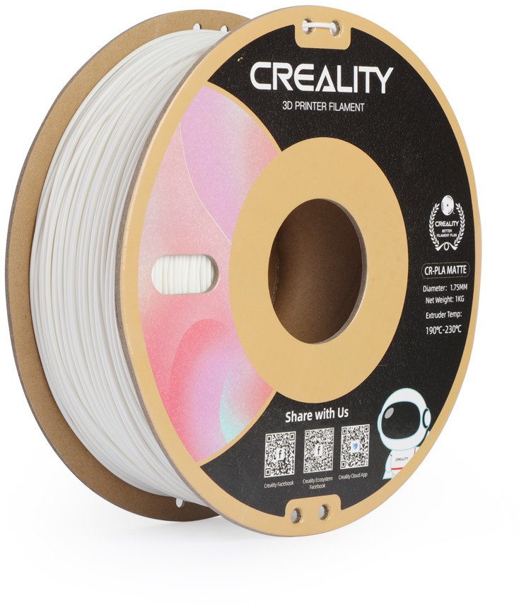 Creality CR-PLA Matte filament for 3D printers, 1.75 mm, chalk white