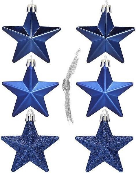 Springos Bombki choinkowe 6 szt. gwiazdki ozdoby świąteczne zestaw granatowy UNIWERSALNY