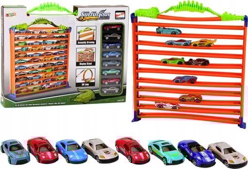 LeanToys Tor Samochodowy Parking 2w1 Garaż Resoraki Pętla 360* Zestaw