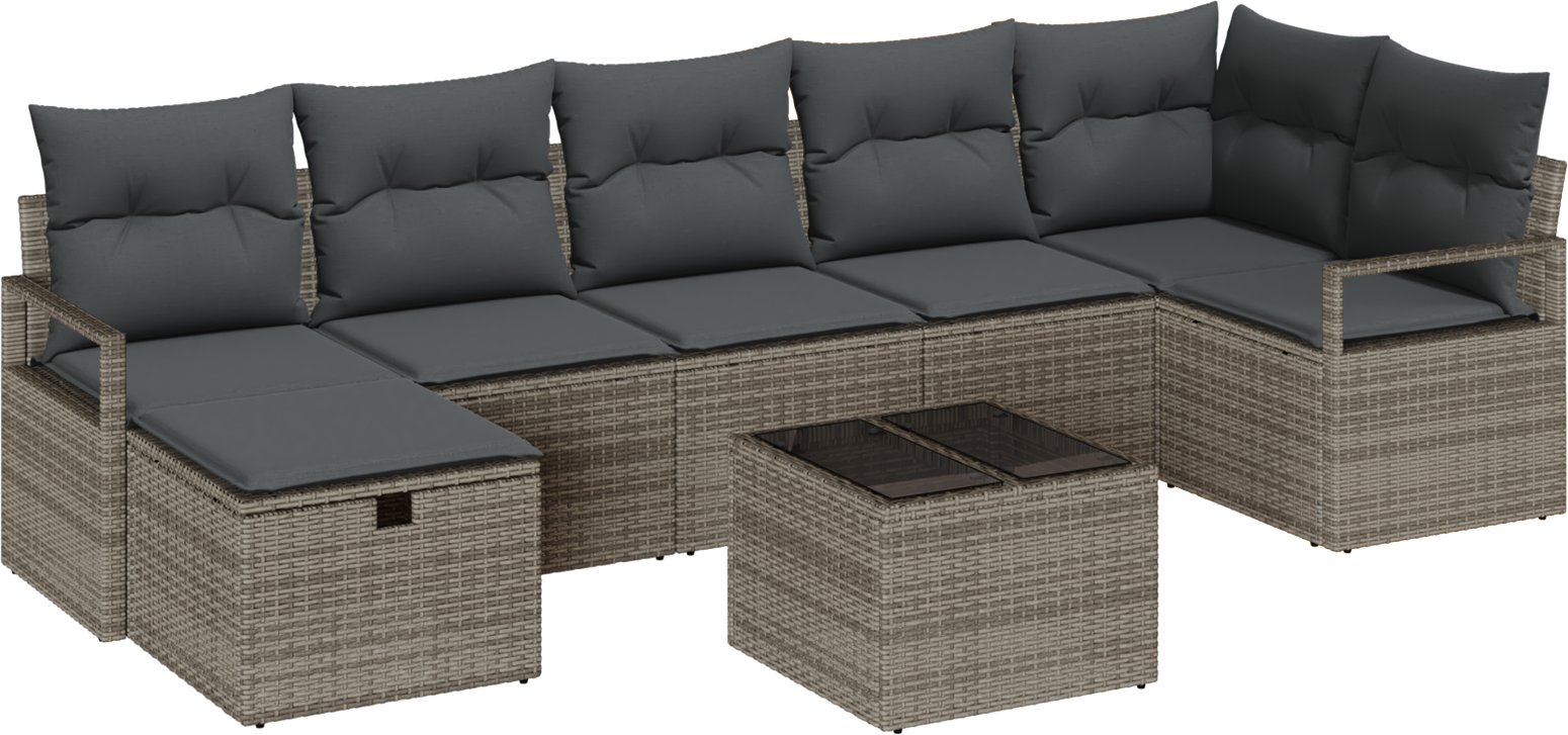 vidaXL 8 elementowy zestaw sof ogrodowych z poduszkami szary polirattan