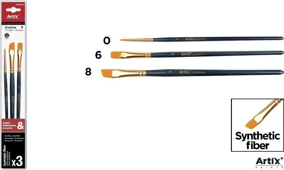 Pędzle syntetyczne 3szt