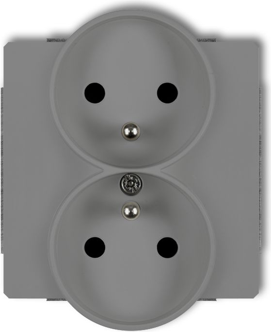 Karlik Gniazdo podwójne Deco z/u szary mat (27DGPR-2z)