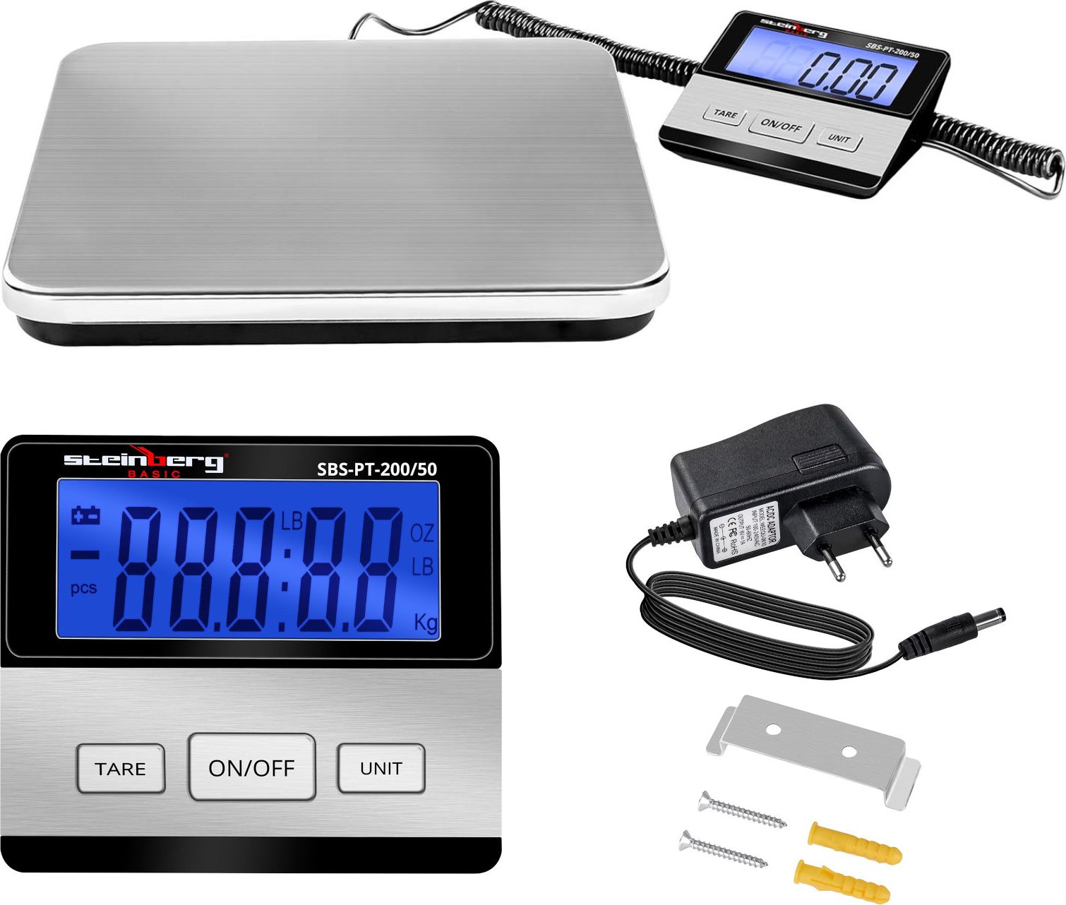 Steinberg Waga platformowa pocztowa do paczek SBS-PT-200/50 do 200kg / 50g