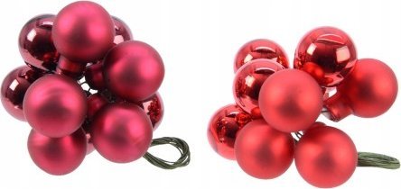 Kaemingk Bombki szklane na druciku okrągłe czerwone ozdobne 2 cm