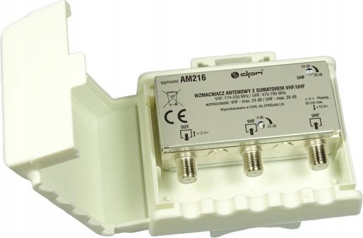 Antena RTV DPM Wzmacniacz antenowy z sumatorem VHF+ UHF, 24 dB