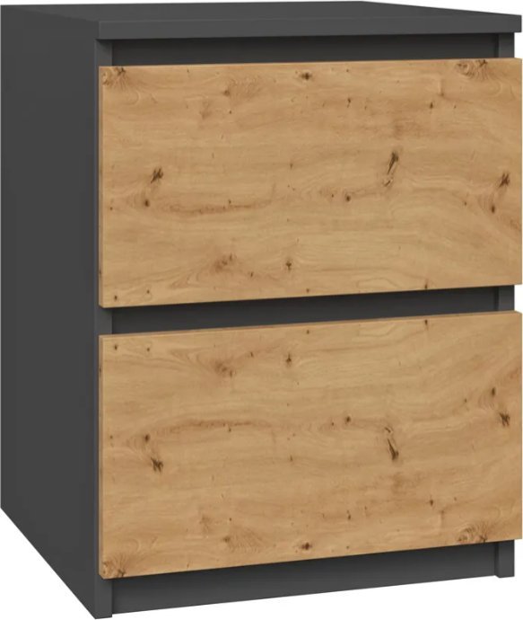 Elior Szafka nocna z szufladami antracyt + dąb artisan - Siena 2X