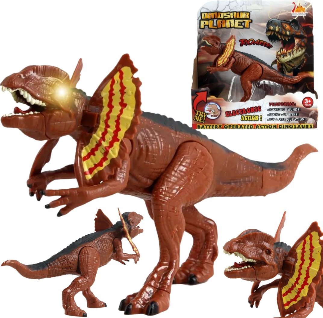 DINOZAUR EFEKTY ŚWIETLNE I DŹWIĘKOWE RUCHOMY ŚWIECĄCE OCZY RYCZY