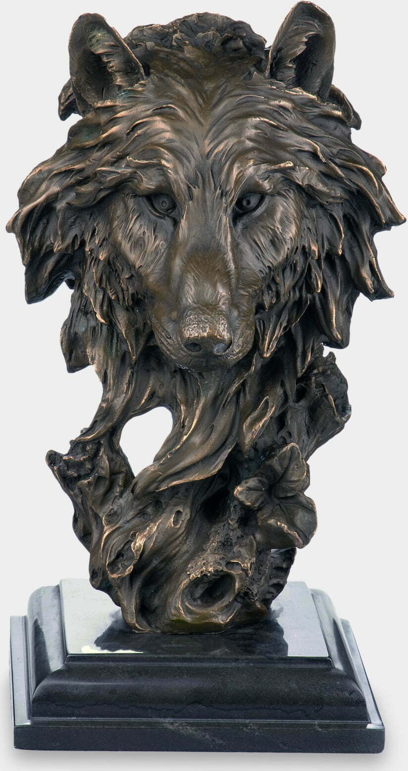 rzezbyzbrazu Wilk Trofeum Rzeźba z Brązu