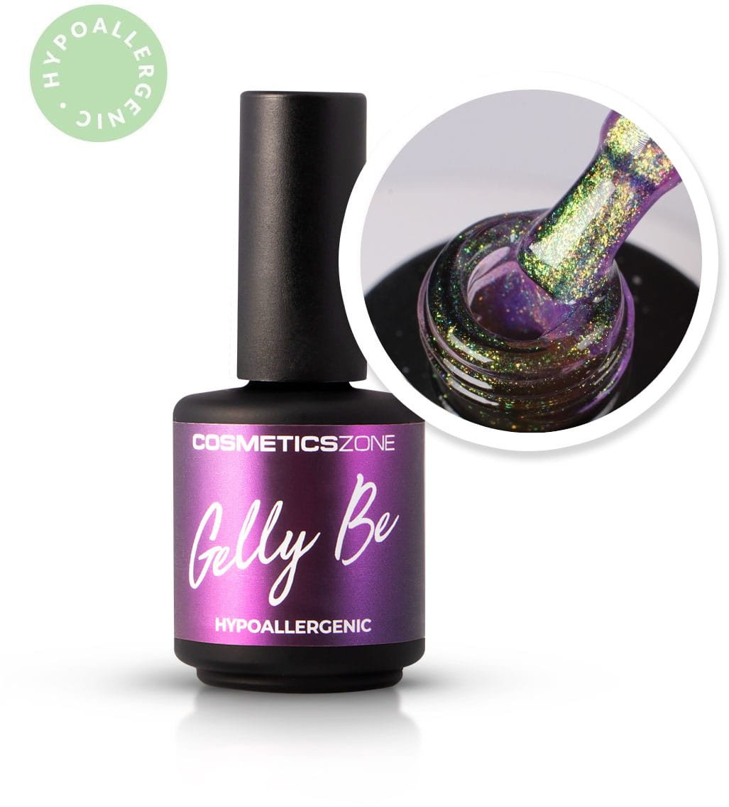 Hipoalergiczna baza żelowa do przedłużania Gelly BE brokatowa fioletowa - Infinite Space 15ml