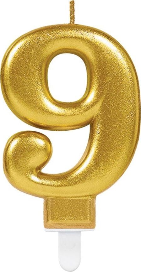AMSCAN Świeczka cyferka złota dziewięć - 9 uniwersalny