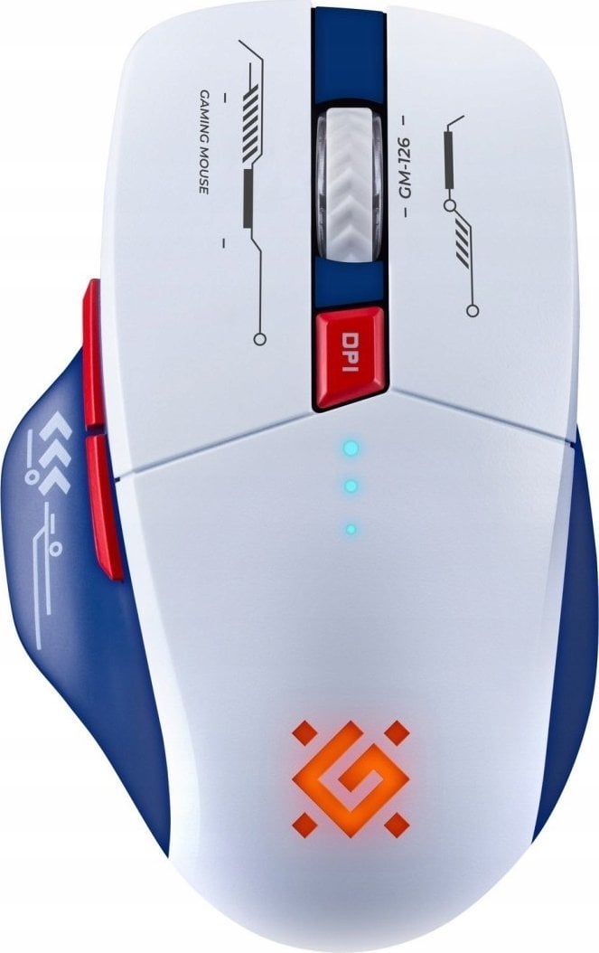Mysz Defender Mysz bezprzewodowa Defender TISA GM-126 optyczna 1600dpi 2.4 GHz + Bluetooth biało-niebieska RGB AKUMULATOR 6 przycisków Gaming