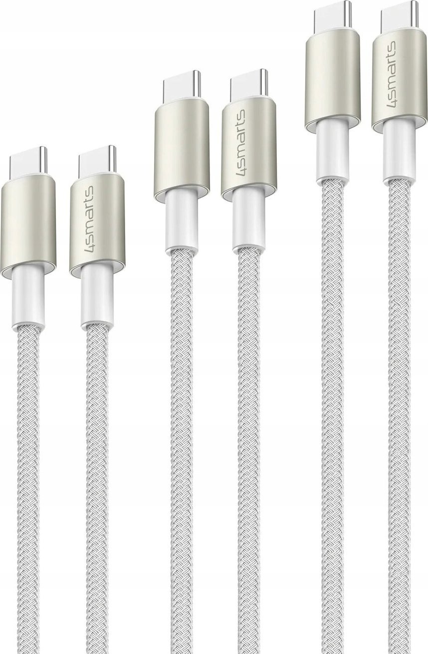 Kabel USB 4smarts USB-C - USB-C 3 m Srebrny (540621)