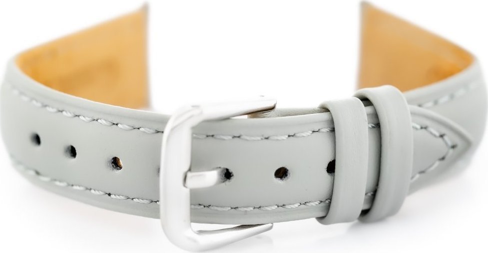 Pasek skórzany do zegarka W94 - siwy - 18mm