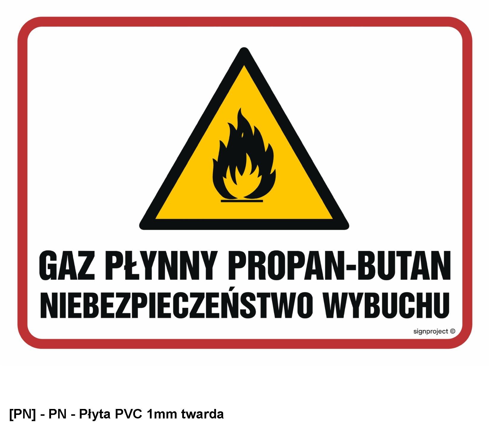 NB025 - Gaz płynny propan-butan. Niebezpieczeństwo wybuchu /pożaru/ 200x150