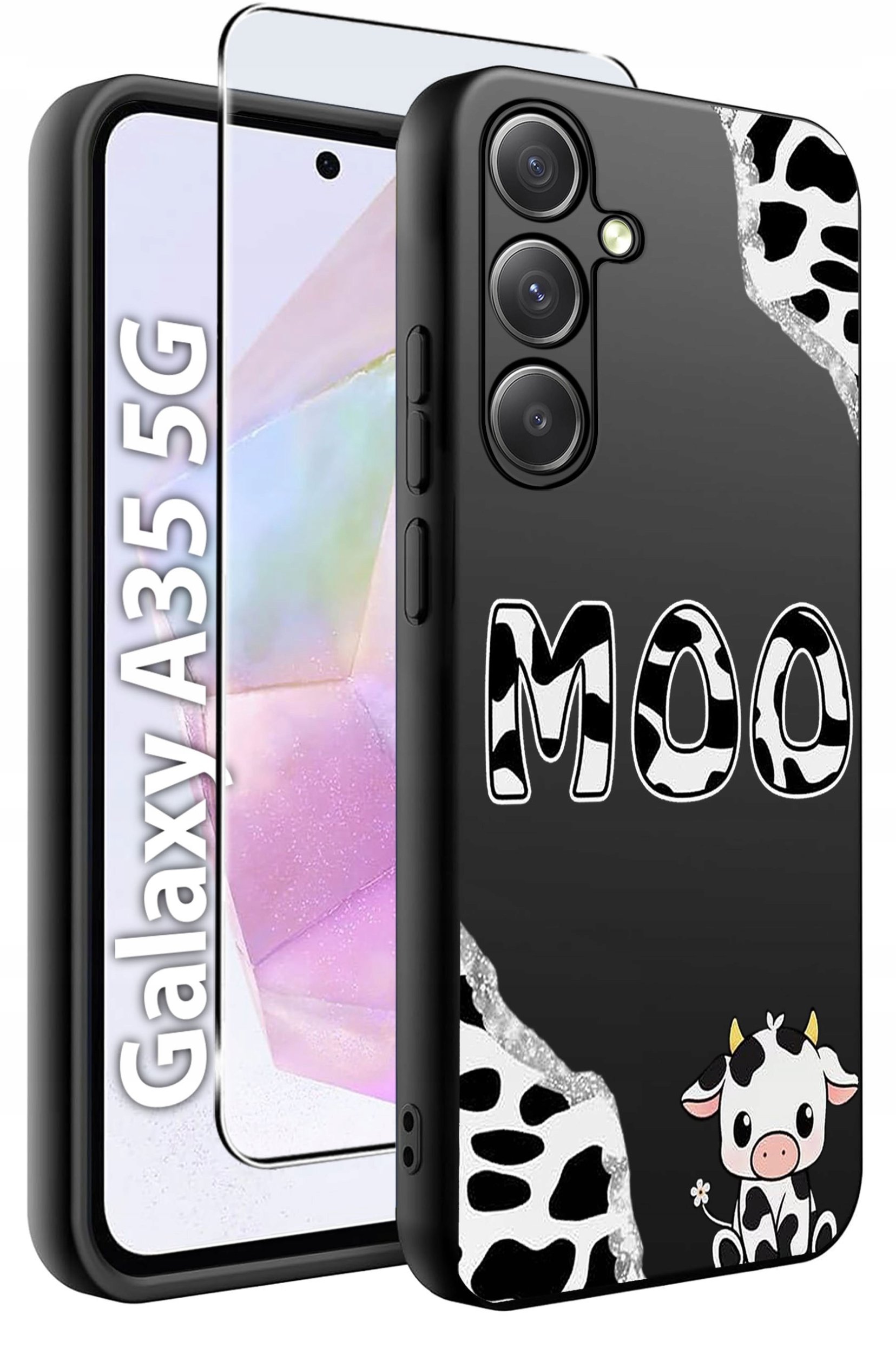 ETUI do Samsung A35 5G WZORY | SILIKONOWE MATT CASE + SZKŁO HARTOWANE 9H