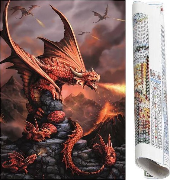 Springos Haft diamentowy krajobraz smok diamentowa 40x30 cm UNIWERSALNY