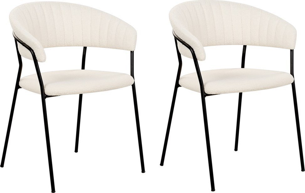 Beliani Zestaw 2 krzeseł do jadalni boucle złamana biel MARIPOSA