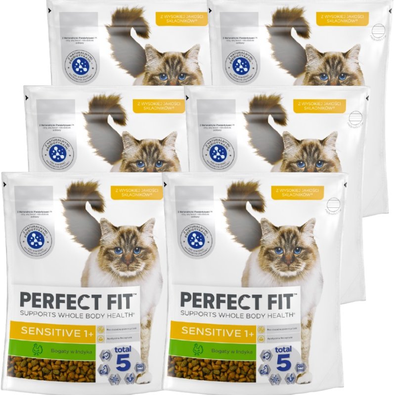 PERFECT FIT (Sensitive 1+) 6x750g Bogaty w indyka - sucha karma dla kota z wrażliwym układem trawiennym