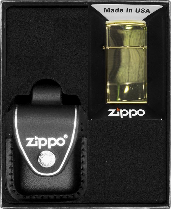 Zestaw ZIPPO Zapalniczka SLIM BRASS HIGH POLISHED Prezentowy No3