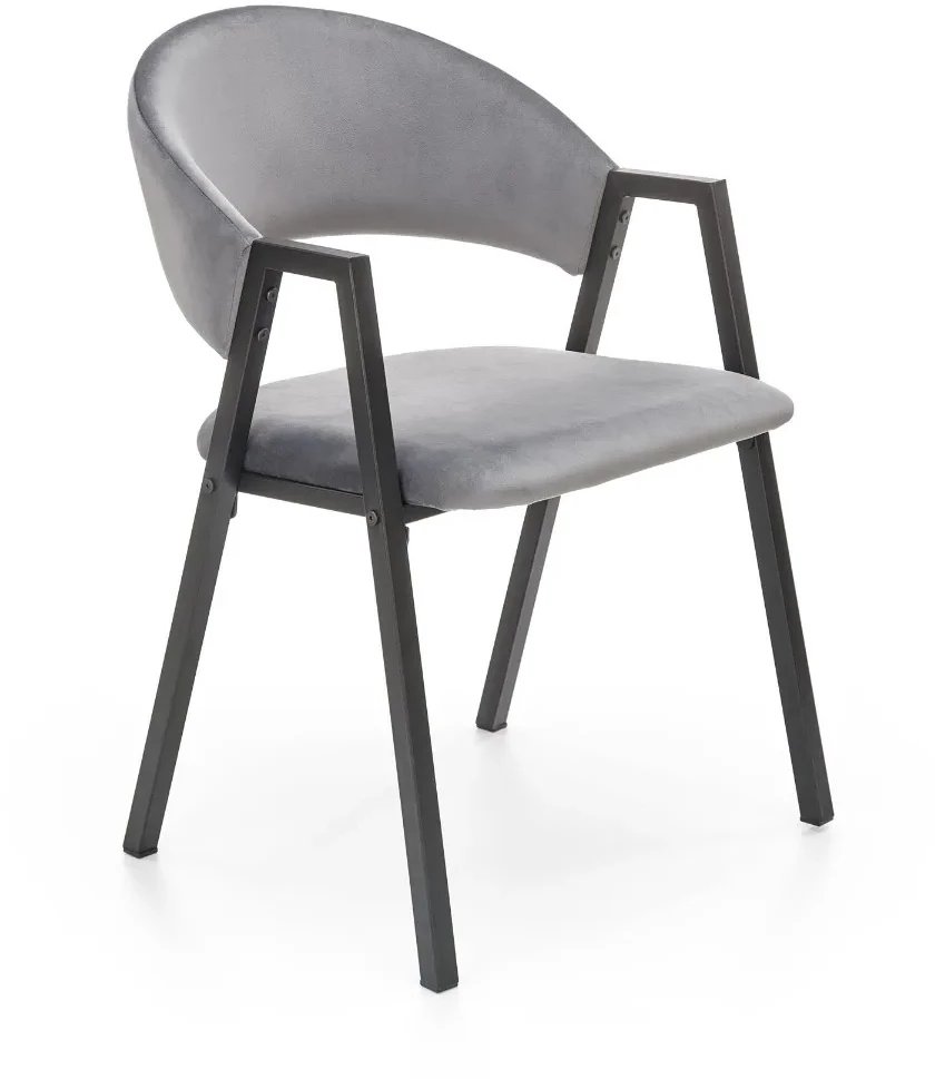 Krzesło tapicerowane K473 VELVET szare HALMAR