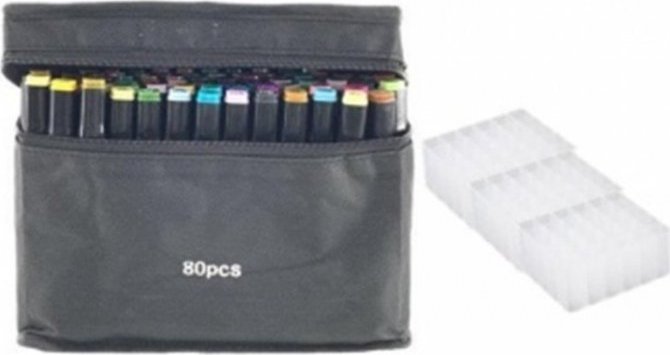 Markery dwustronne alkoholowe w etui 80 + podstawka