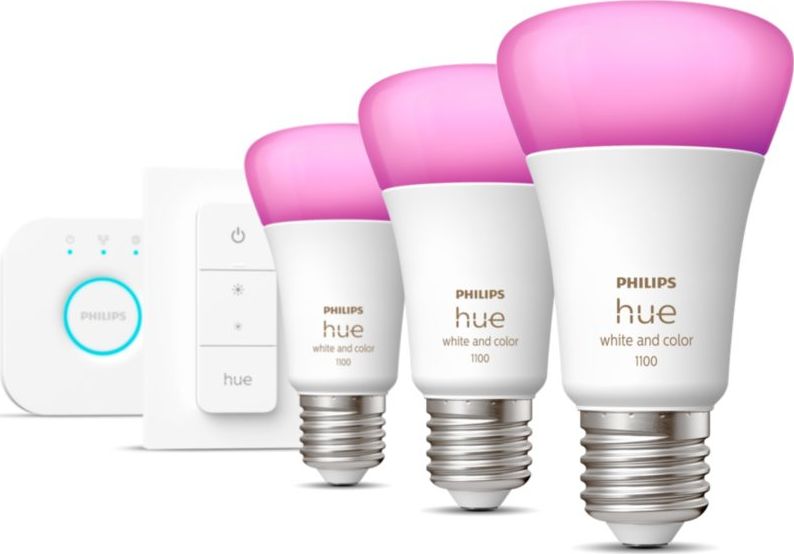 Philips Hue Zestaw startowy mostek + 3 x żarówka E27 A60 RGBW 9W BT + przełącznik