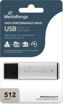Pendrive MediaRange MediaRange High Performance 512 GB, USB stick (silver/black, USB-A 3.2 Gen 1)