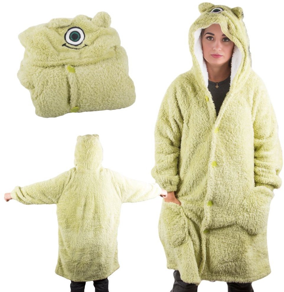 Ciepła bluza koc oversize xl gruba 2w1 futrzak z kapturem kocobluza gruba