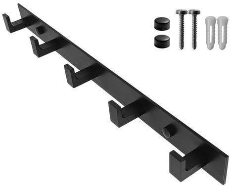 Wieszak ścienny na ręczniki 5 haków - czarny