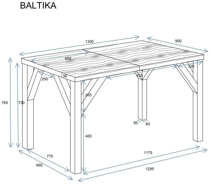 Stół rozkładany BALTIKA 130(185)x90 dąb wotan ENDO
