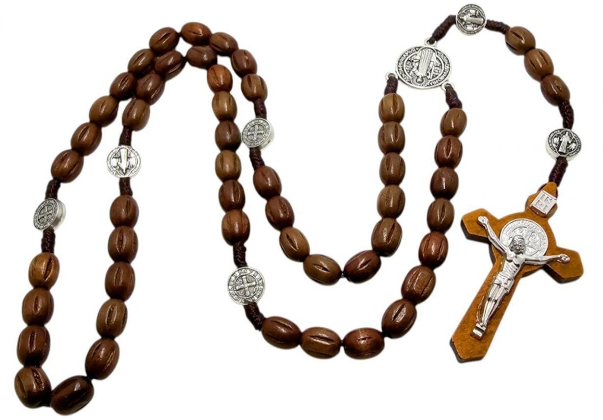 Różaniec św. Benedykt brąz