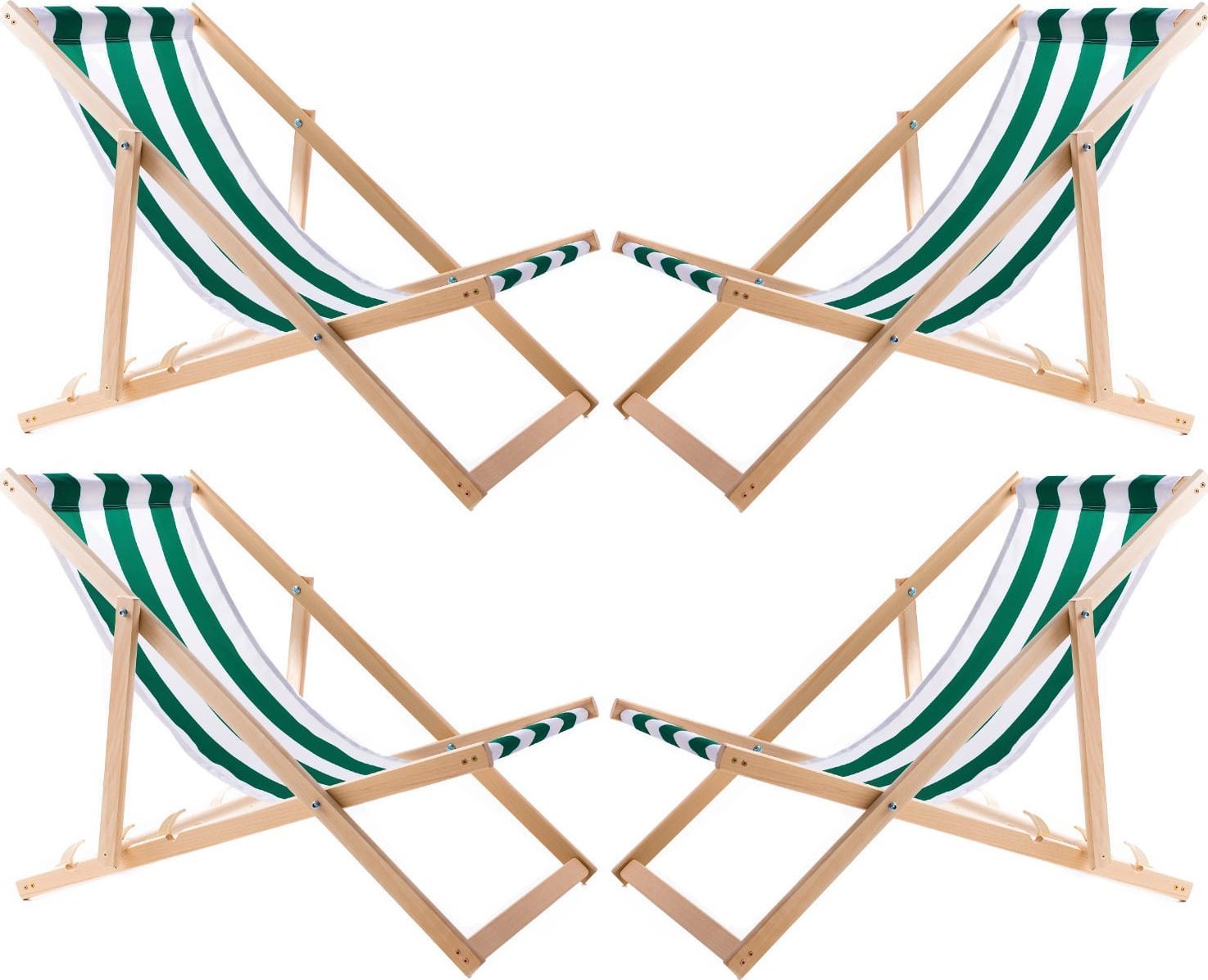 Zestaw dwóch leżaków zielony pas, Woodok