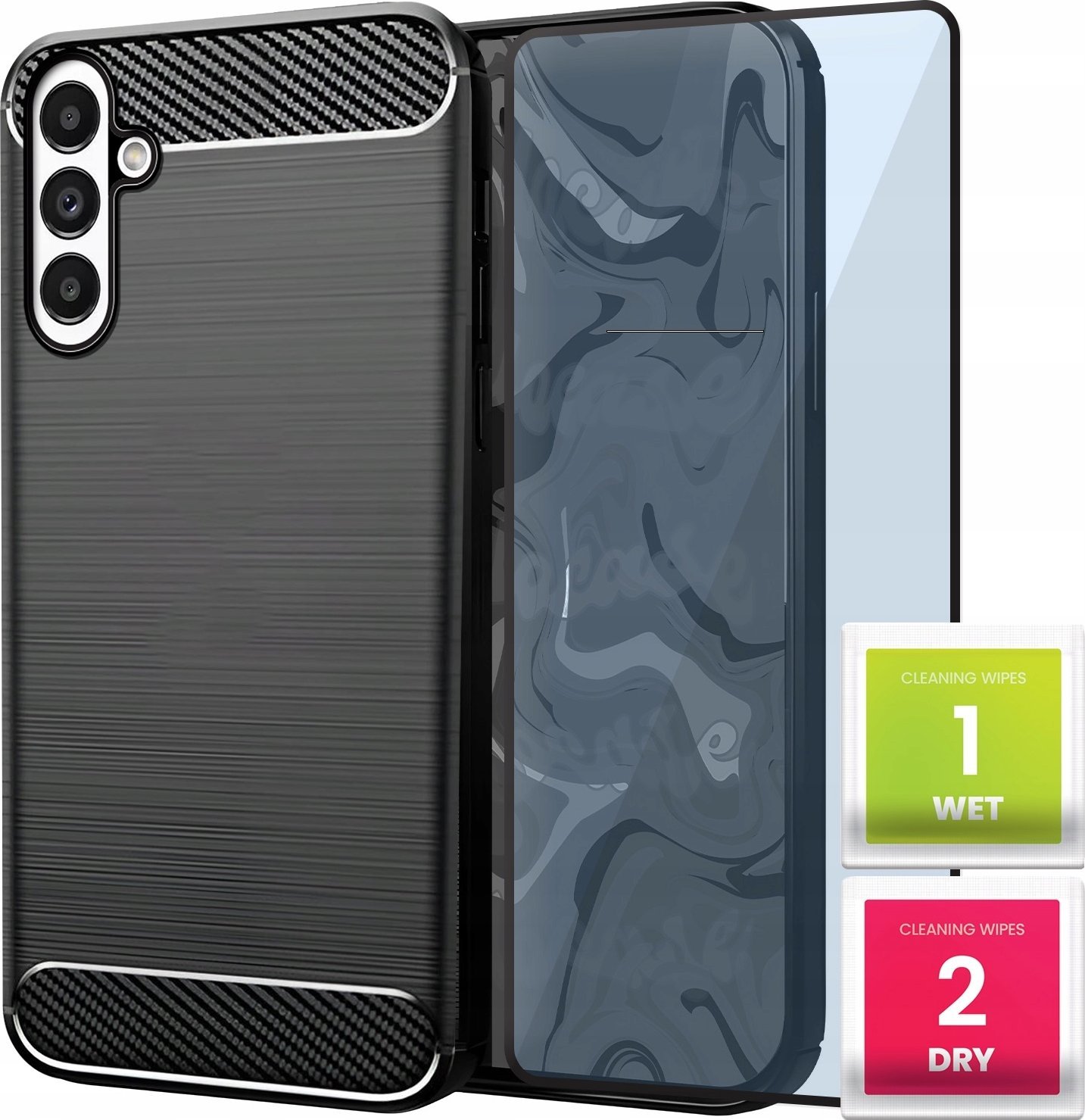 Hello Case ETUI DO SAMSUNG GALAXY A13 5G /A04S PANCERNE KARBON CZARNE SZKŁO HARTOWANE