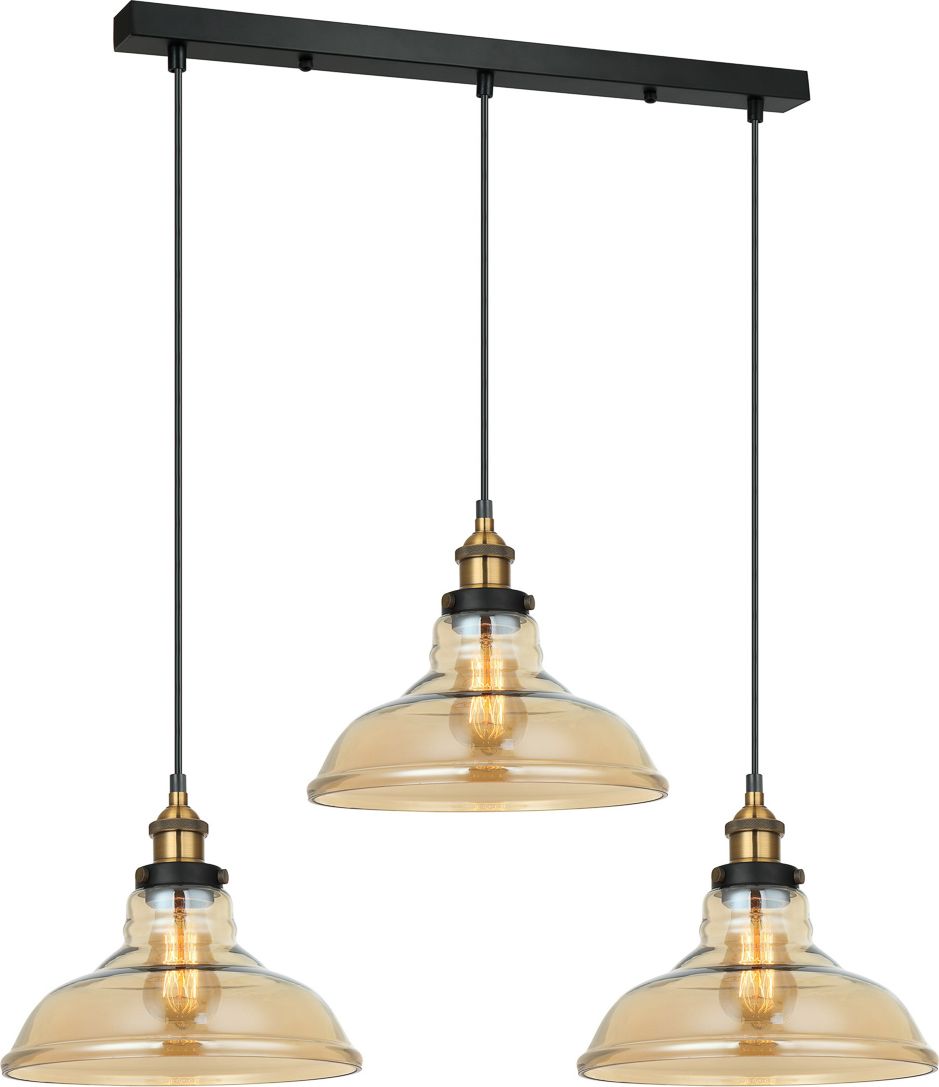 Lampa wisząca Italux Hubert retro industrial czarny (MDM-2381/3 GD+AMB)