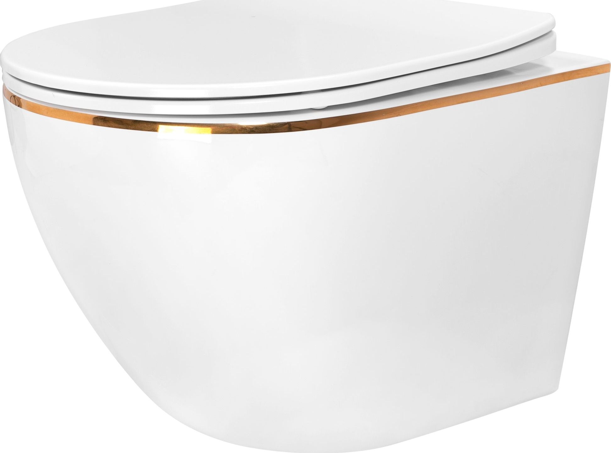 Miska WC Rea Misa WC podwieszana Carlo white Mini Flat Gold Edge
