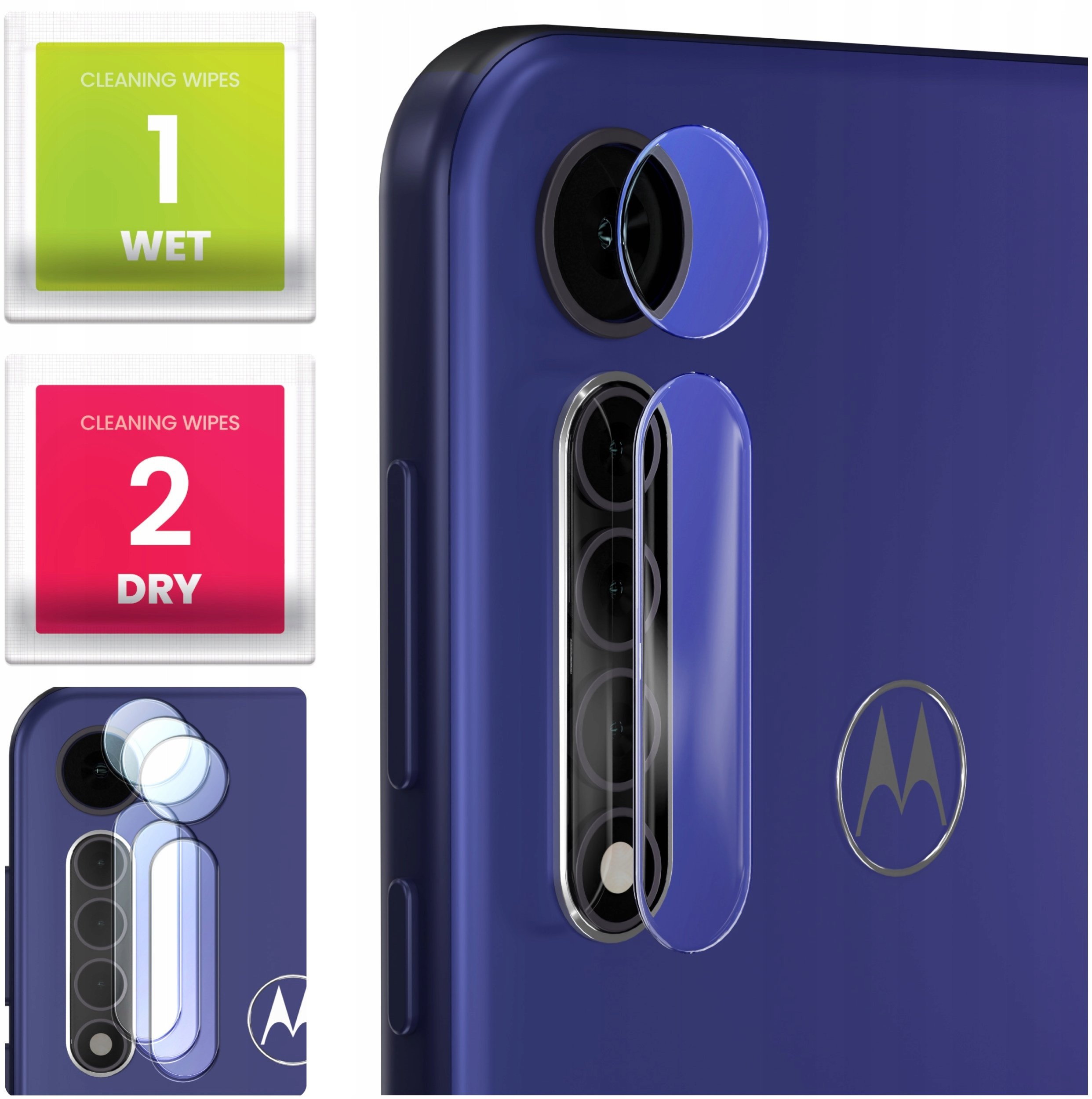 3-PAK Szkło Na Aparat Do Motorola Moto G8 Plus (Hartowane, Na Obiektyw, 9H)
