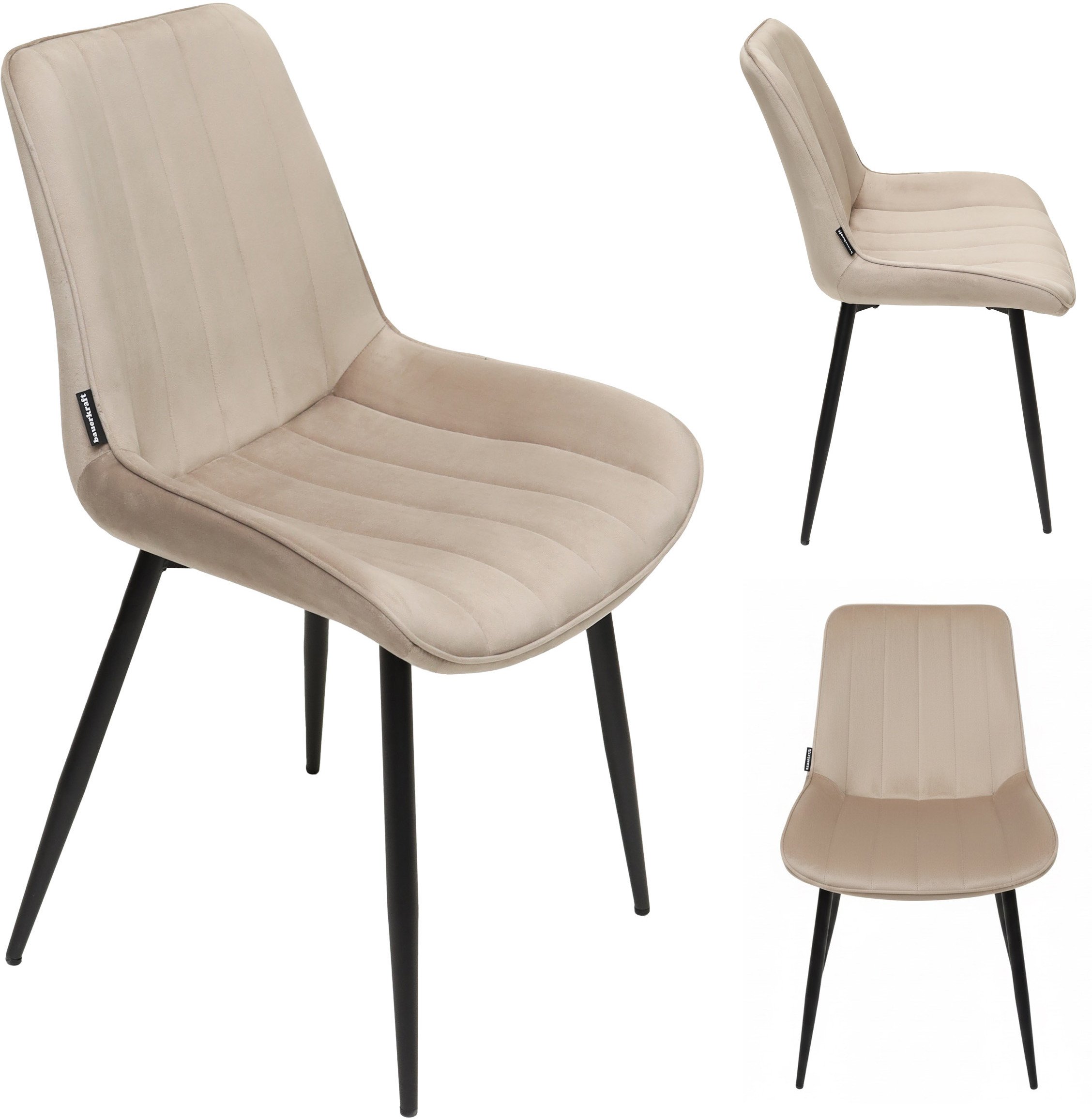 Krzesło tapicerowane welurowe do salonu jadalni velvet loft beżowe