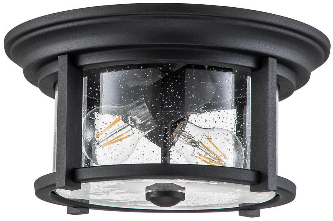 Sufitowa lampa zewnętrzna Merrill FE-MERRILL-F-BLK Feiss IP44 przezroczysta czarna