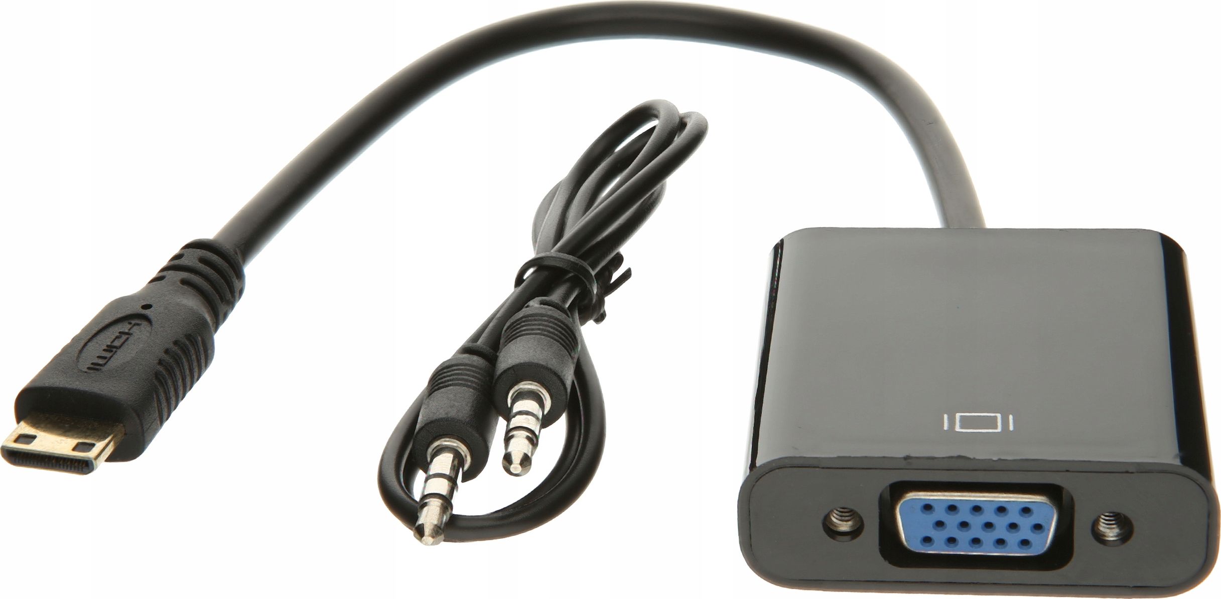 Adapter AV Pawonik HDMI Mini - D-Sub (VGA) + Jack 3.5mm czarny (JL-H2002)