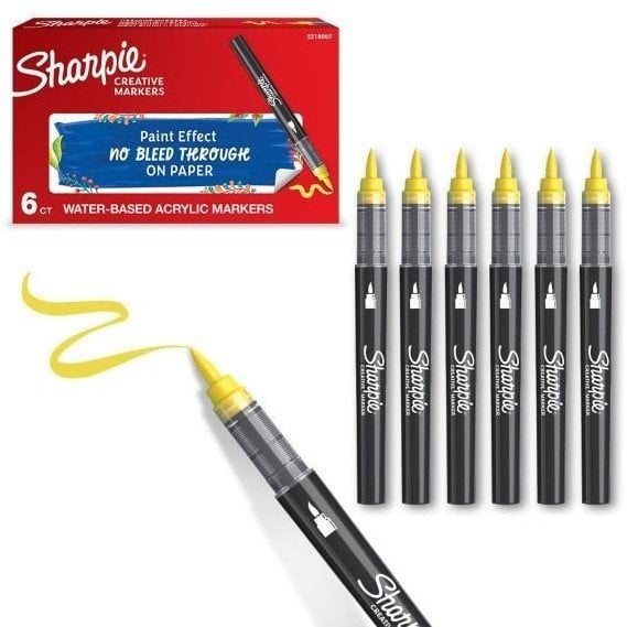 Markery akrylowe żółte (6szt)