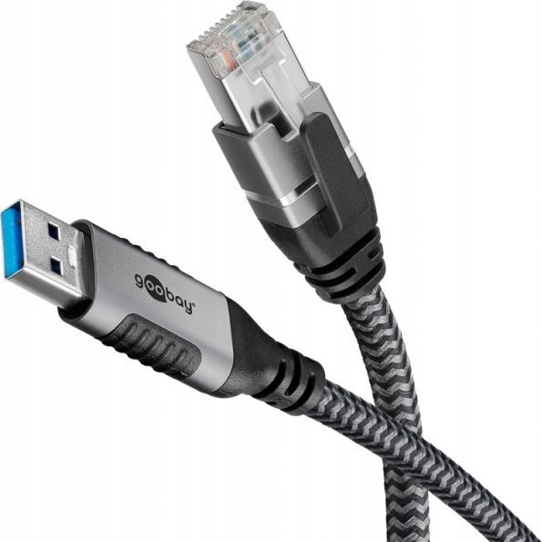 Adapter AV Goobay Goobay 70497 zmieniacz płci / kabli USB A RJ-45 Czarny, Srebrny